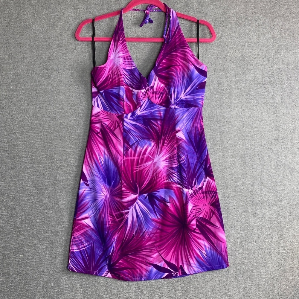 Fredericks of Hollywood Y2K halter tropical mini dress size M